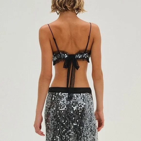 For Love & Lemons • Sequin Embellished Christelle Bralette Top - Picture 4 of 12